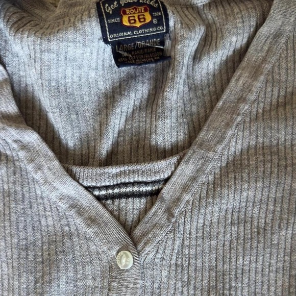 Route 66 - Women's Ribbed Cardigan Sweater - Size L - Gray Button Down Vintage - Picture 5 of 5